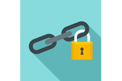 Secured lock icon, flat style