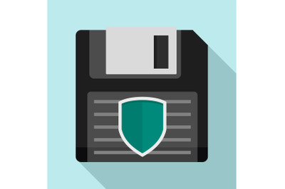 Floppy disk protected icon, flat style