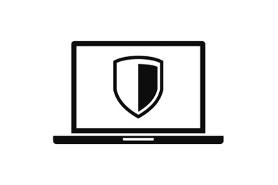 Secured laptop icon, simple style