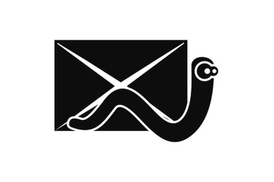 Mail virus worm icon, simple style