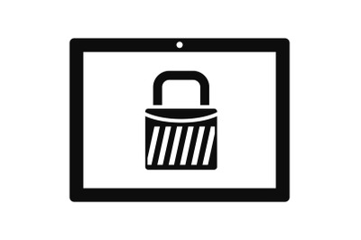 Protected tablet icon, simple style