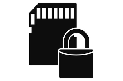 Secured sd card icon, simple style