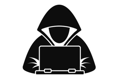 Hacker laptop icon, simple style