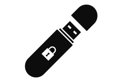 Secured usb flash icon, simple style