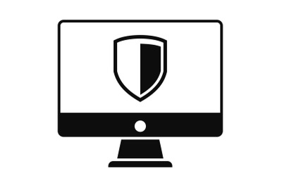 Protected computer icon, simple style