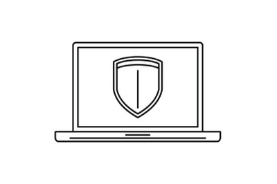 Secured laptop icon, outline style