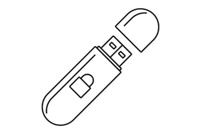 Secured usb flash icon, outline style