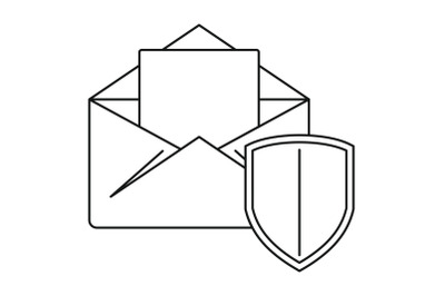 Secured mail icon, outline style