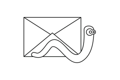 Mail virus worm icon, outline style