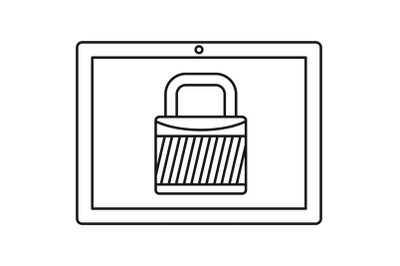 Protected tablet icon, outline style