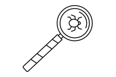 Magnify glass computer virus icon, outline style