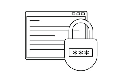 Secured program icon, outline style