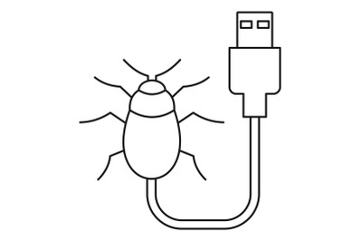 Usb bug icon, outline style