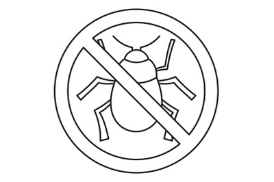 No virus bug icon, outline style
