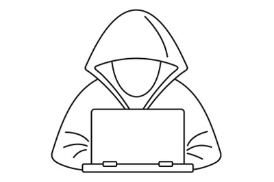 Hacker laptop icon, outline style