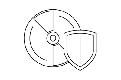 Secured cd disk icon, outline style