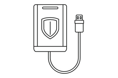 Secured external hd icon, outline style