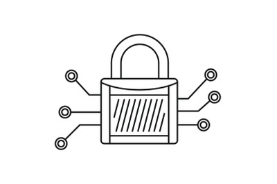 Digital padlock icon, outline style