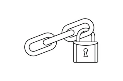 Secured lock icon, outline style