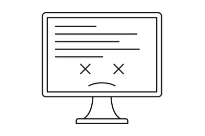 Computer block screen icon, outline style