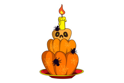 Halloween cake icon , cartoon style