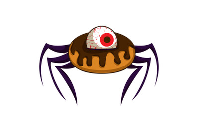 Donut halloween spider icon, cartoon style