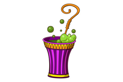 Halloween cocktail icon, cartoon style