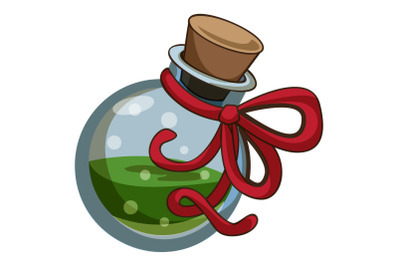 Green potion icon, cartoon style