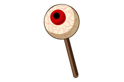 Eye ball lollipop icon, cartoon style