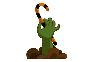 Zombie hand icon, cartoon style