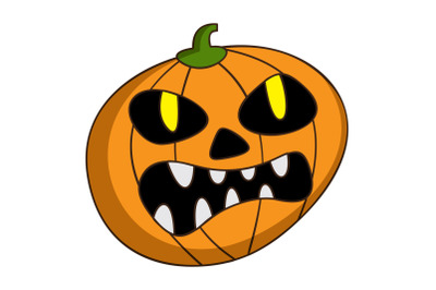 Scary pumpkin icon, cartoon style