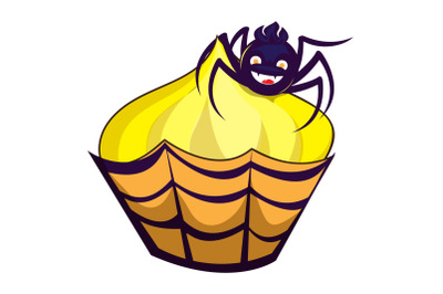 Halloween cupcake icon, cartoon style