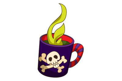 Fire halloween cocktail icon, cartoon style