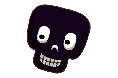 Black skull icon, cartoon style