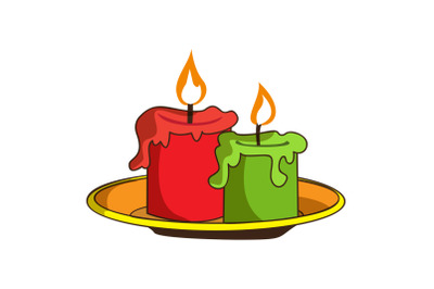 Halloween candle icon, cartoon style