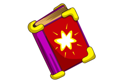 Magic book icon, cartoon style