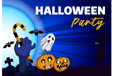 Halloween party concept background, cartoon style