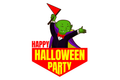 Happy halloween party logo, cartoon style
