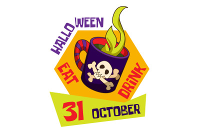 Halloween drink logo, cartoon style