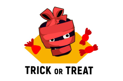 Trick or treat candy logo, cartoon style