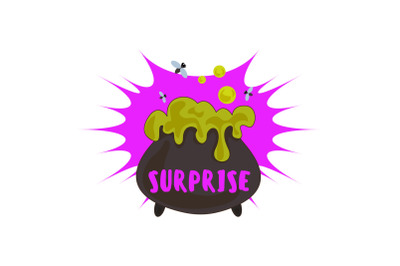 Halloween surprise logo, cartoon style