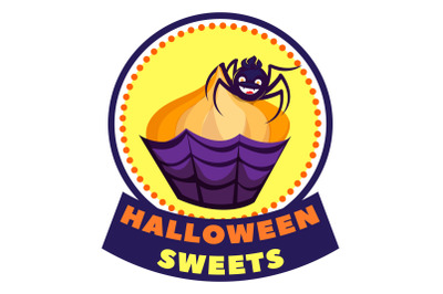 Halloween sweet logo, cartoon style