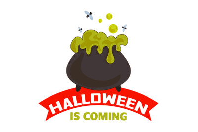Halloween is coming logo, cartoon style