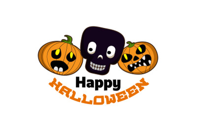 Happy halloween logo, cartoon style