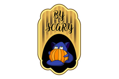 Scary halloween logo, cartoon style