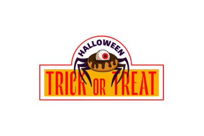 Trick or treat logo, cartoon style