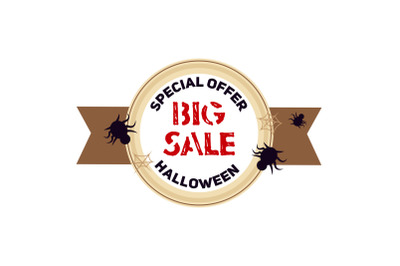 Halloween big sale logo, cartoon style