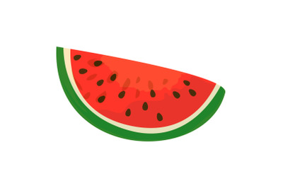 Red slice watermelon icon, cartoon style