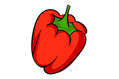 Red pepper icon, cartoon style