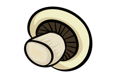 White mushroom icon, cartoon style